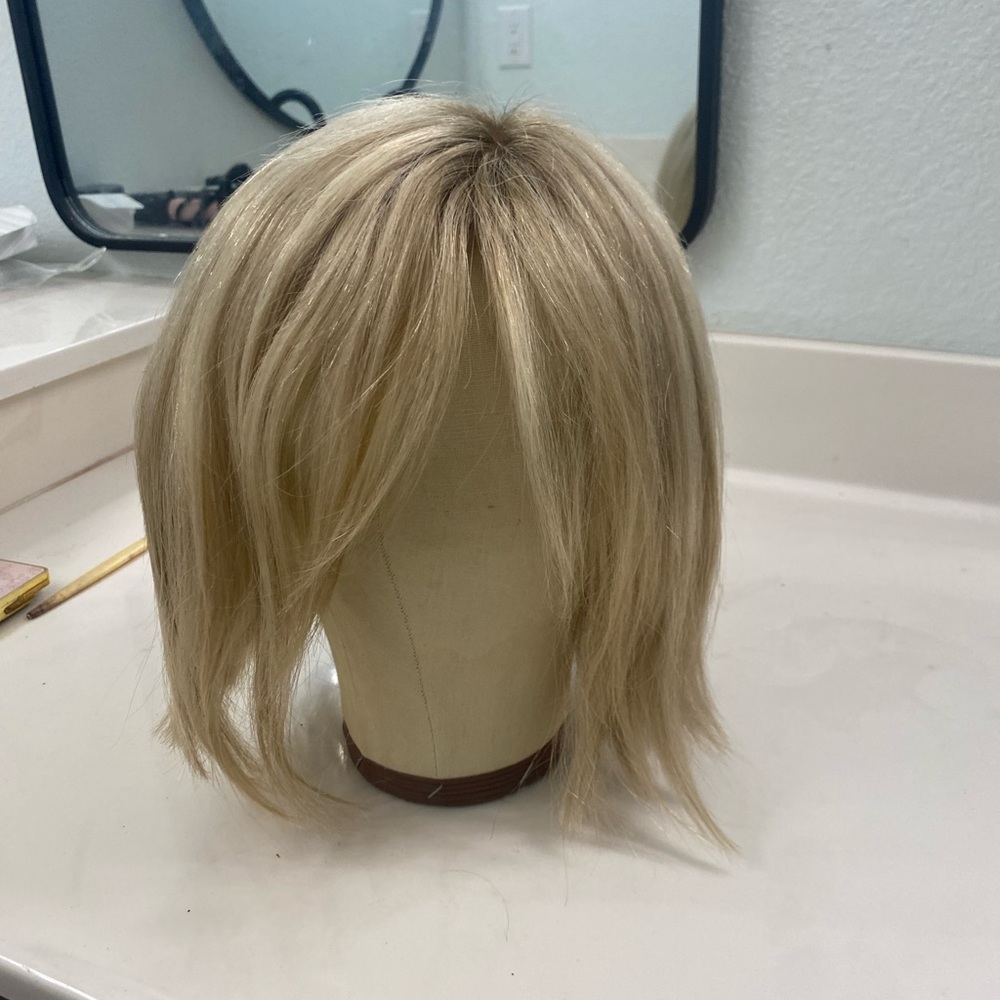 Human Hair Full lace wig custom colored Burt rap and ash blind with custom cut